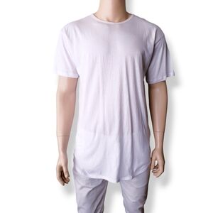 EPTM. White Long Line Drop Hem Semi-Sheer T-Shirt